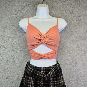 Y2K Babydoll Crop Top Womens S‎ Rib Knit Sexy Baddie Club Rave Festival Ribbed